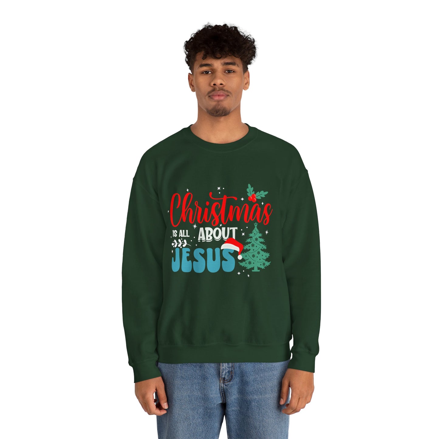 Christmas Is All About Jesus (Christmas Themed) Unisex Heavy Blend™ Crewneck Christian Sweatshirt