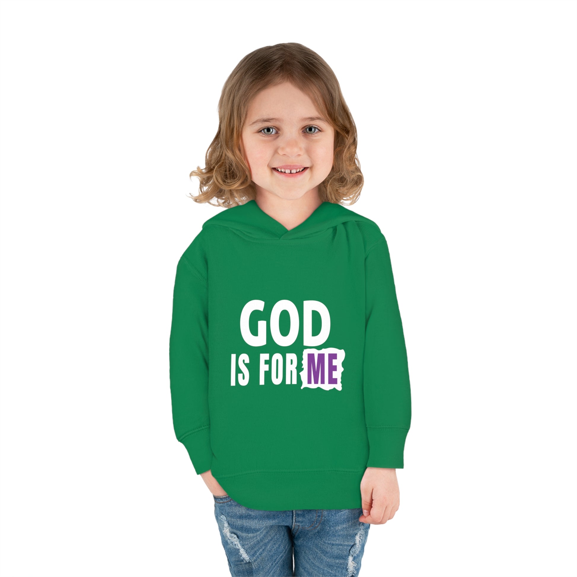 God Is For Me Christian Toddler Pullover Fleece Hoodie Printify