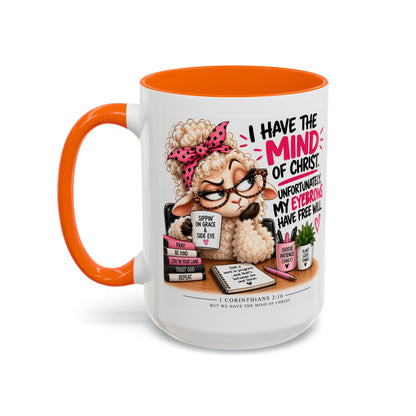 Christian Coffee Mug – "I Have the Mind of Christ" Funny Sheep Design (11/15 oz)