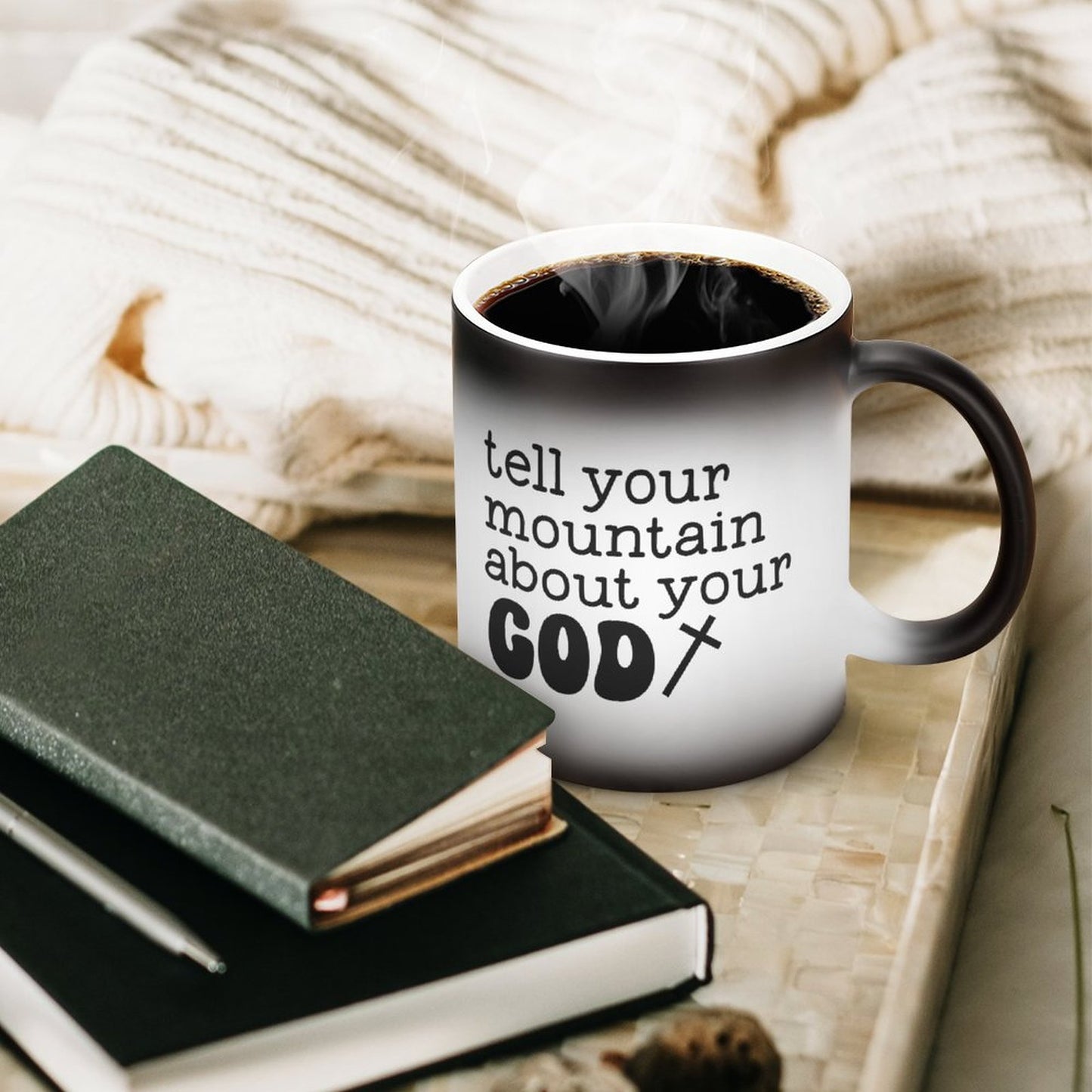 Tell Your Mountain About Your God Christian Color Changing Mug (Dual-sided)