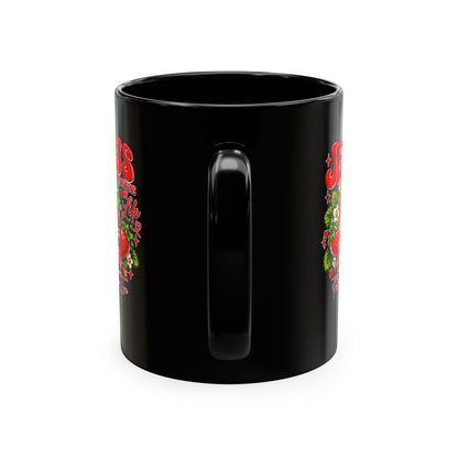 Ceramic Mug — "Jesus Sweetens My Life" Strawberry Faith Coffee Cup