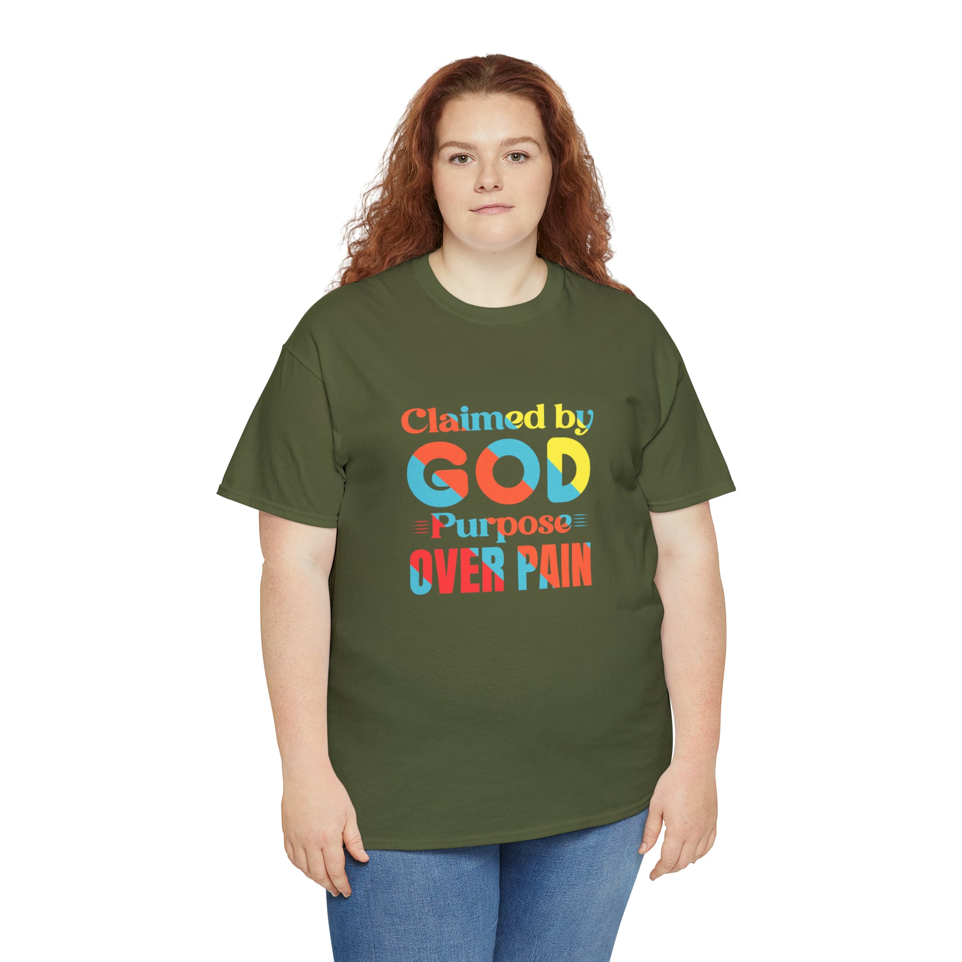 Claimed By God Purpose Over Pain Unisex Heavy Cotton Tee Printify