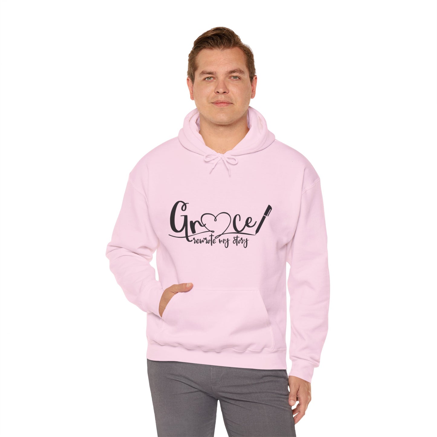 Grace Rewrote My Story Unisex Christian Pullover Hooded Sweatshirt