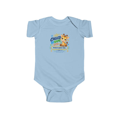Called by Name baby bodysuit with cute animals, Christian baptism onesie