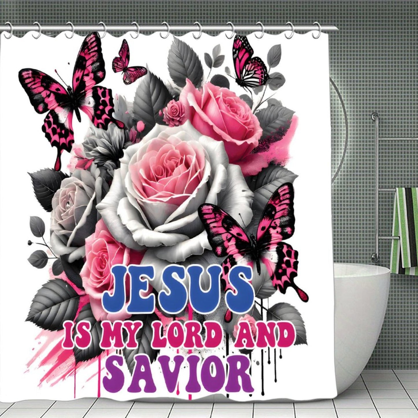 Jesus Is My Lord And Savior Christian Waterproof Shower Curtain