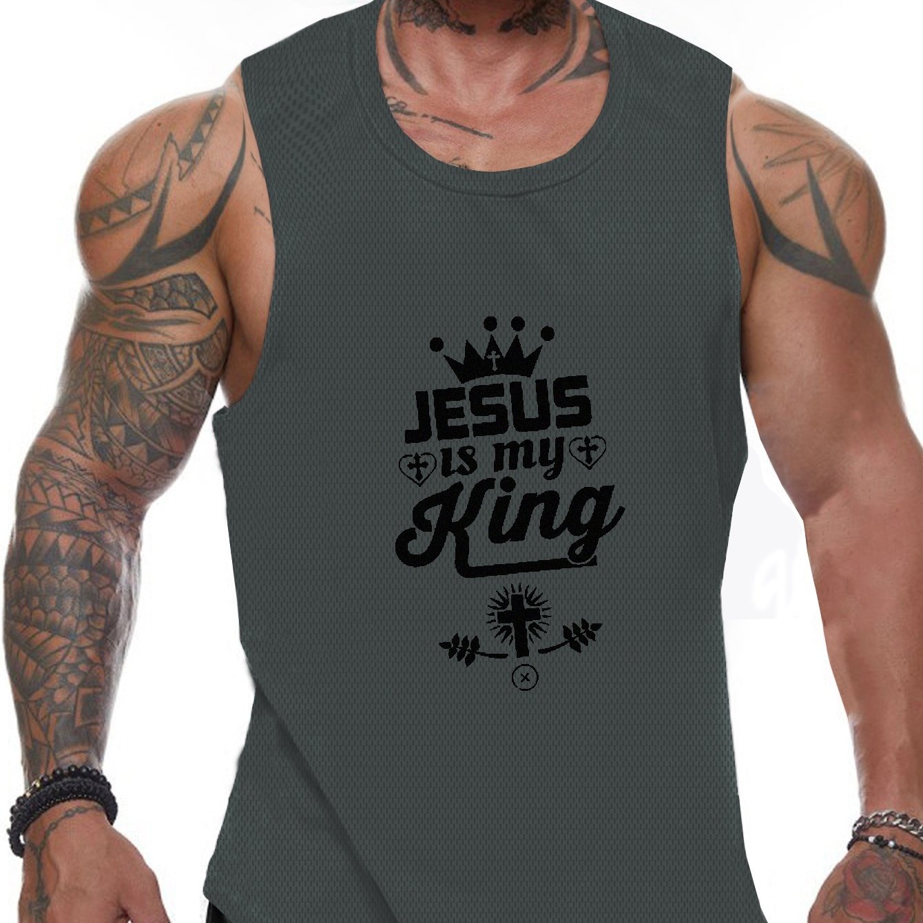 Jesus Is My King Plus Size Men's Christian Tank Top claimedbygoddesigns