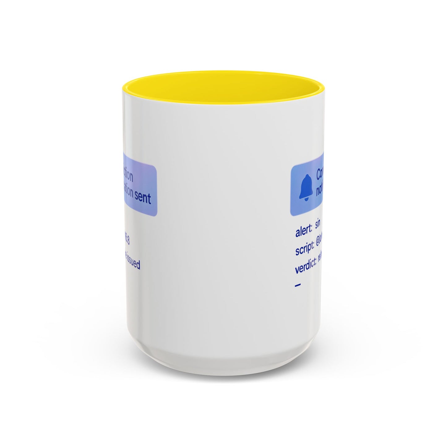 Conviction Notification Accent Coffee Mug - Unique Gift for Christians, Bible Study, Inspirational Drinkware, Alert and Verdict Theme - ClaimedbyGodDesigns