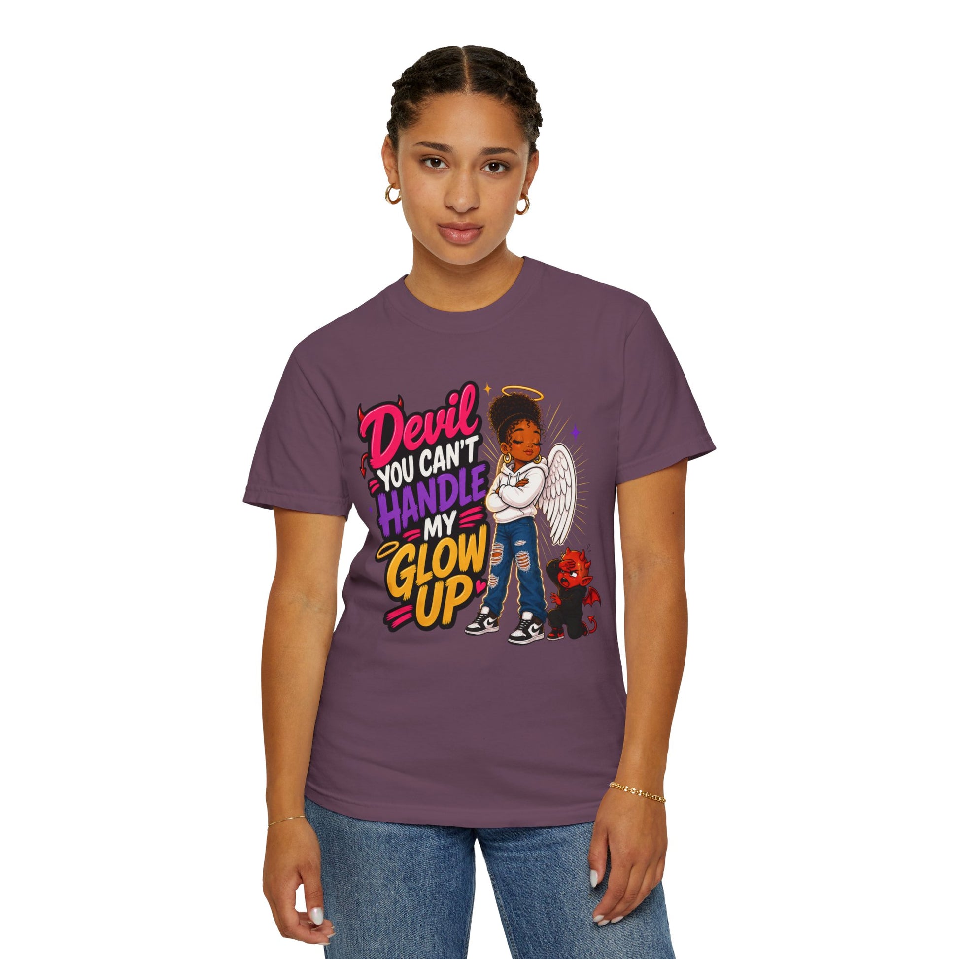 Devil You Can't Handle My Glow Up T-Shirt — Angel Girl Graphic Tee - ClaimedbyGodDesigns