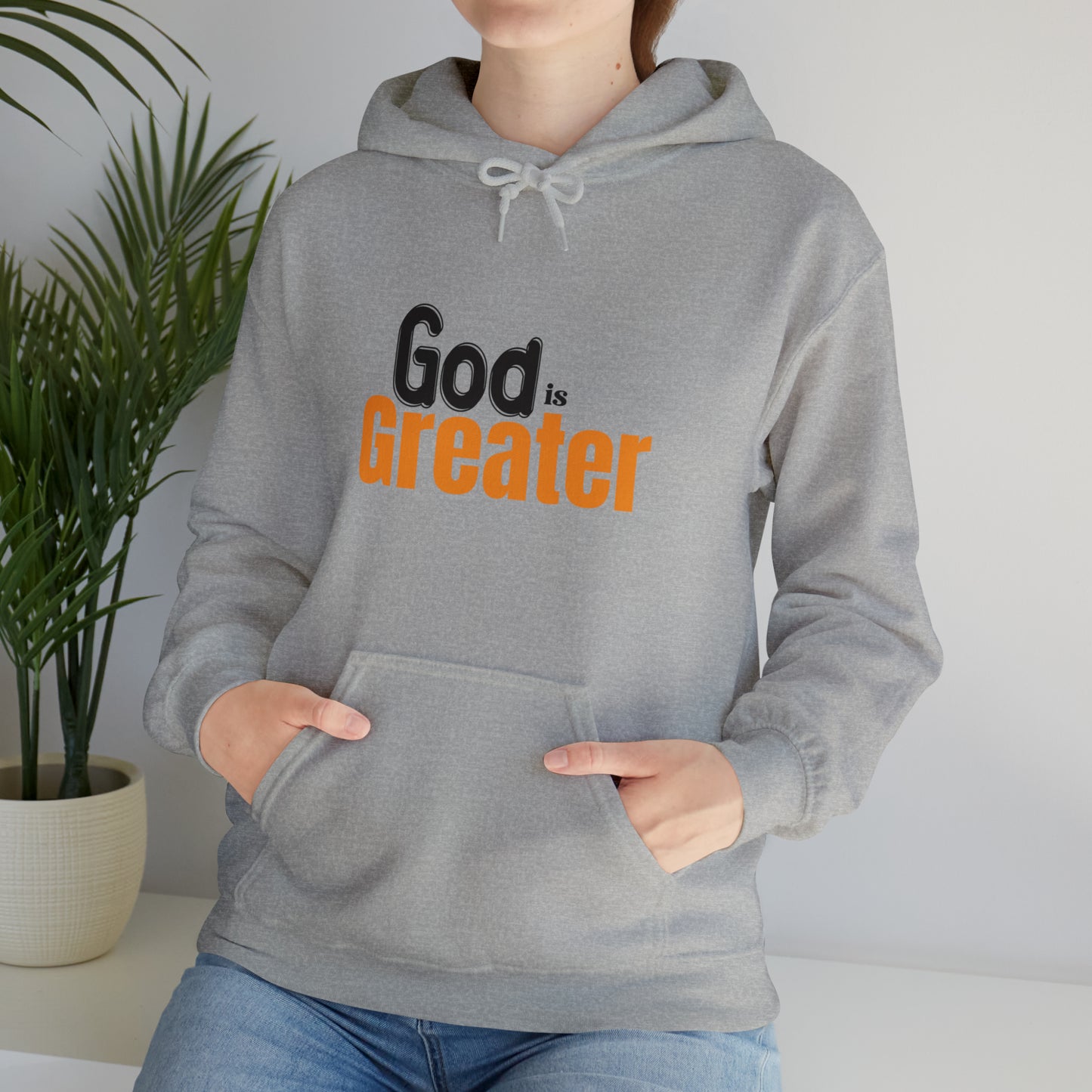 God Is Greater Christian Unisex Pull On Hooded sweatshirt Printify