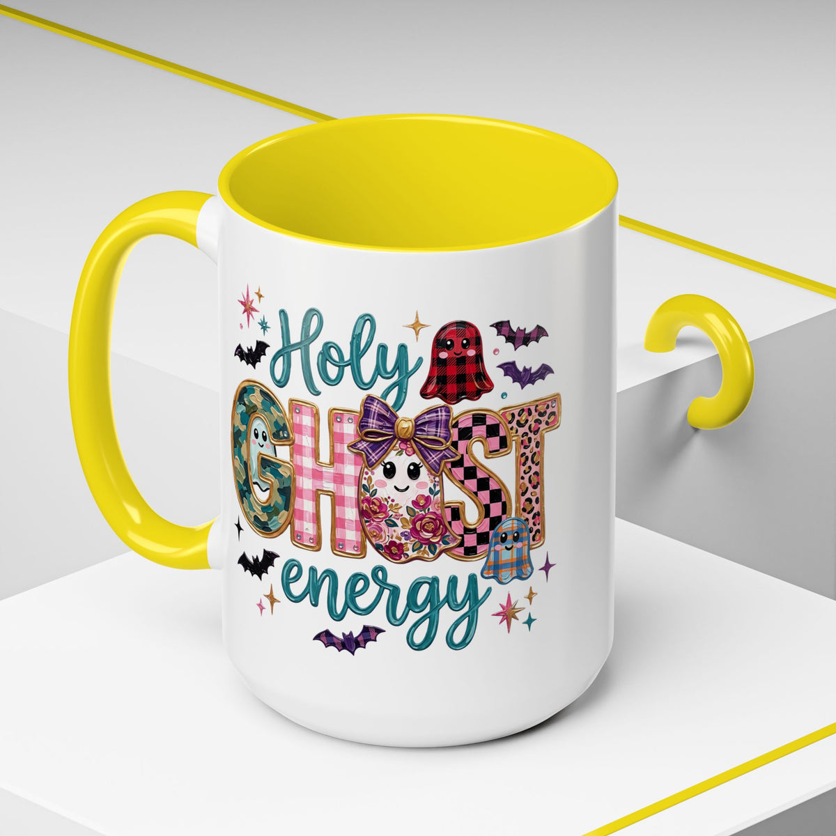 Accent Christian Coffee Mug — "Holy Ghost Energy" Halloween Cute Spooky Ceramic Mug (11/15oz)