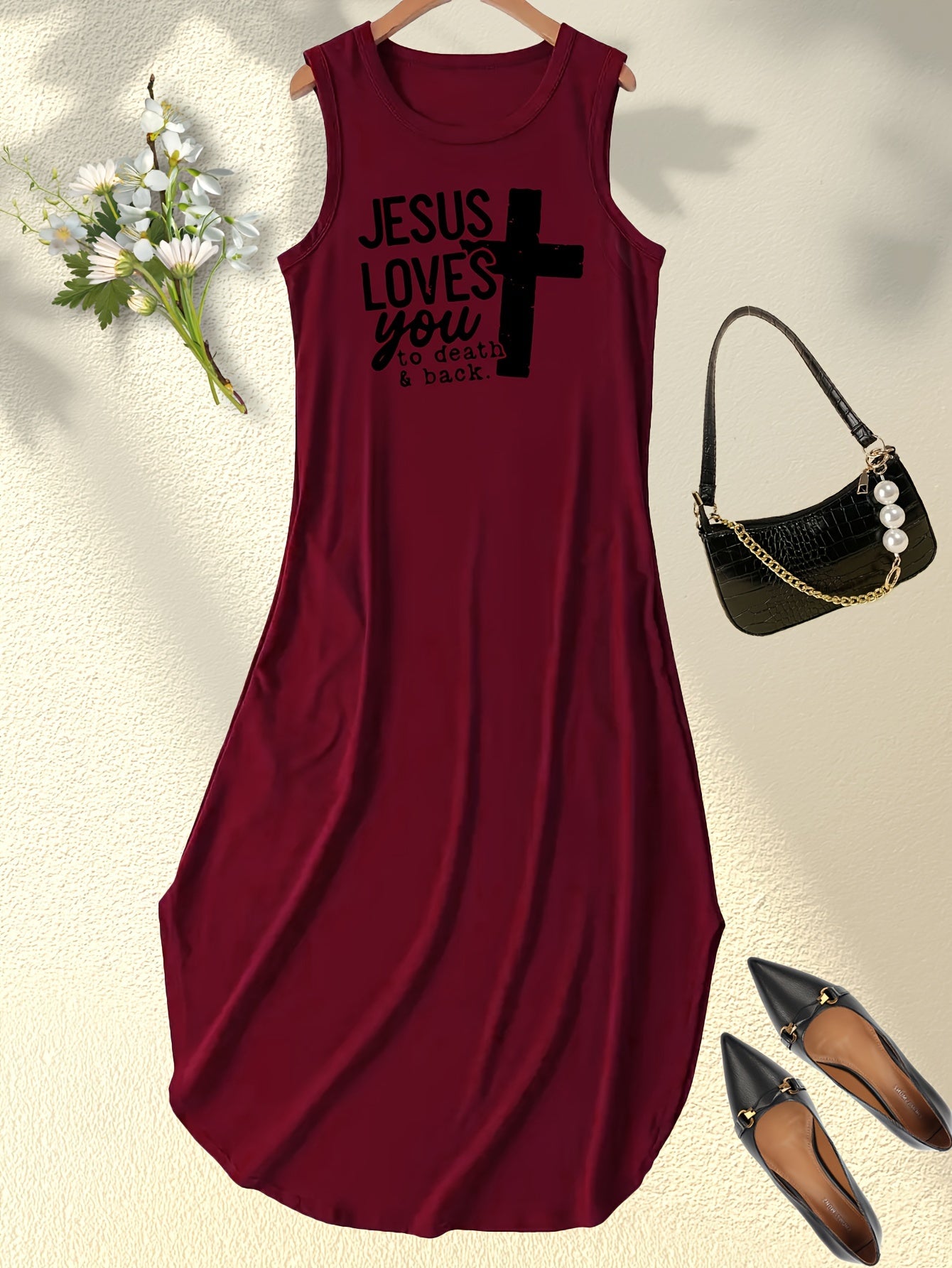 Jesus Loves You To Death And Back Women's Christian Casual Summer Tank Dress claimedbygoddesigns