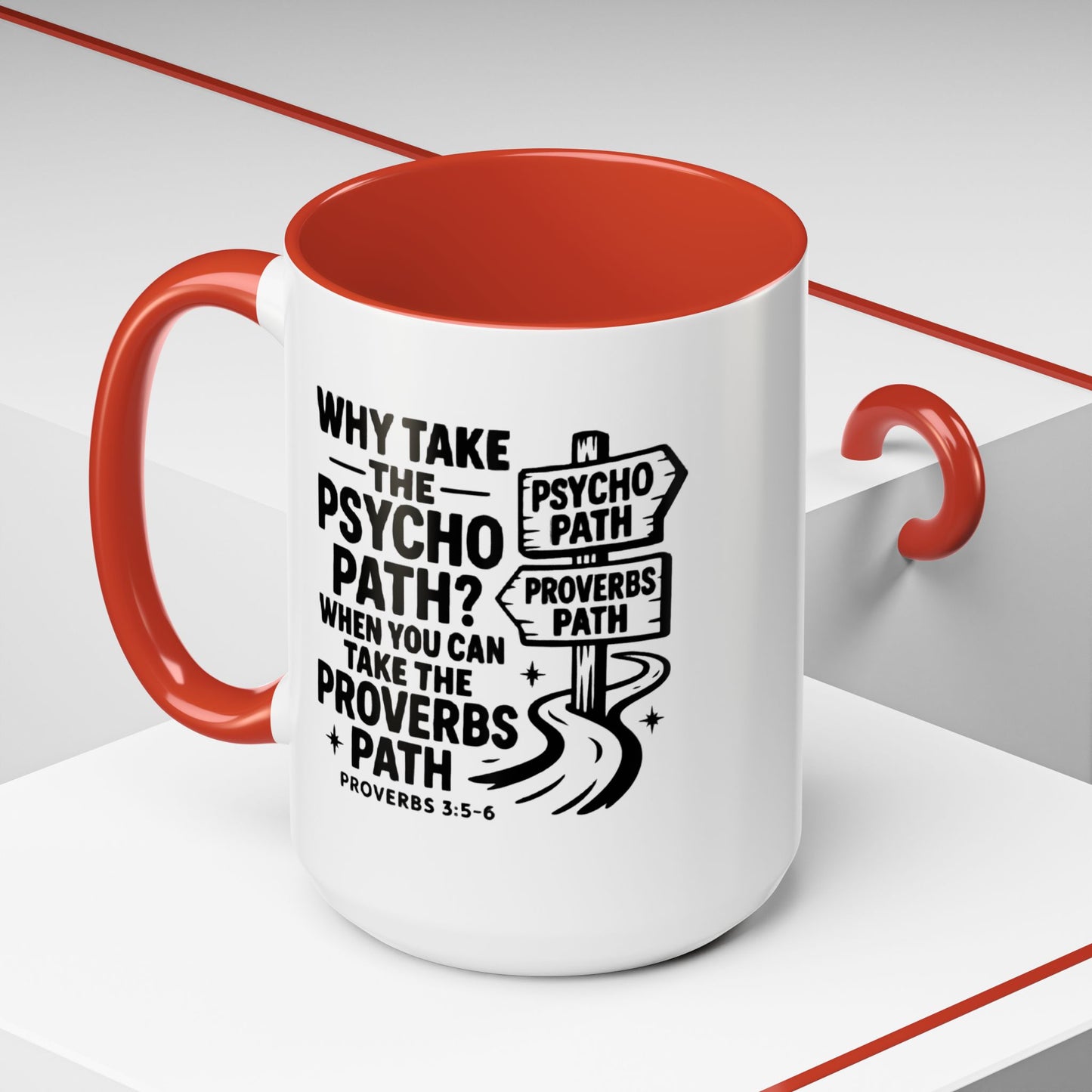 Inspirational Quote Accent Coffee Mug - Perfect Gift for Motivational Moments, Office Desk Essentials, Christian Gifts, Proverbs 3:5-6