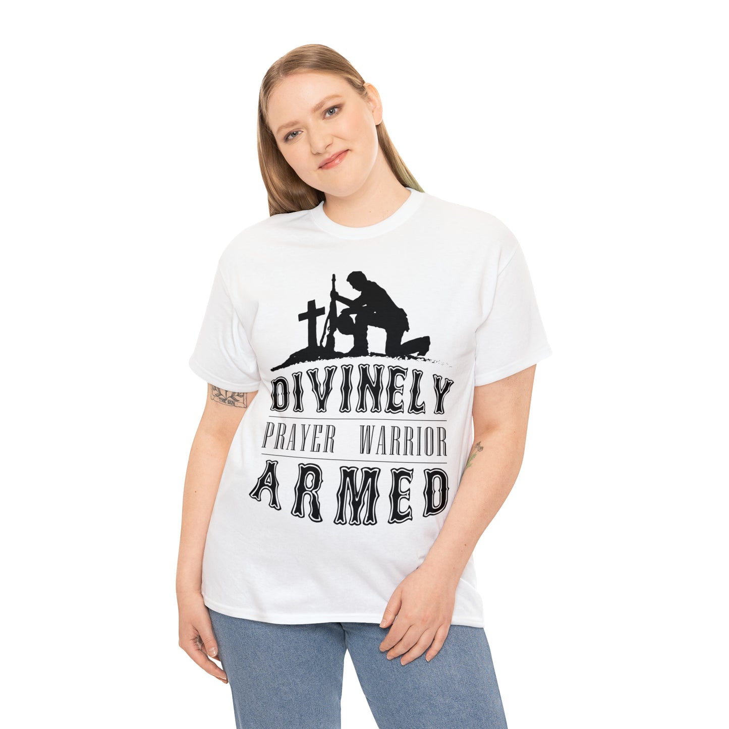 Divinely Armed Prayer Warrior Unisex Heavy Cotton Tee