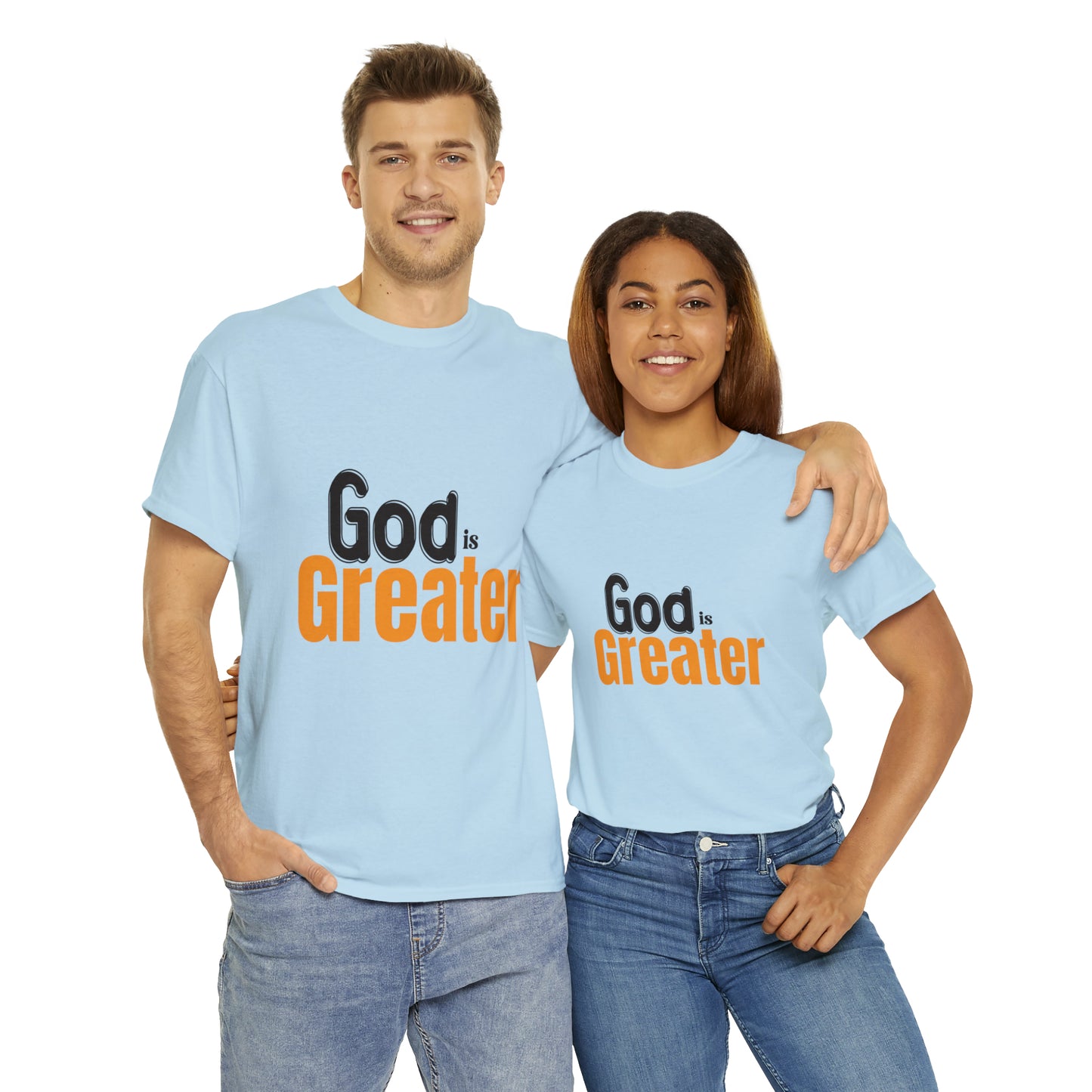 God Is Greater Unisex Heavy Cotton Tee Printify