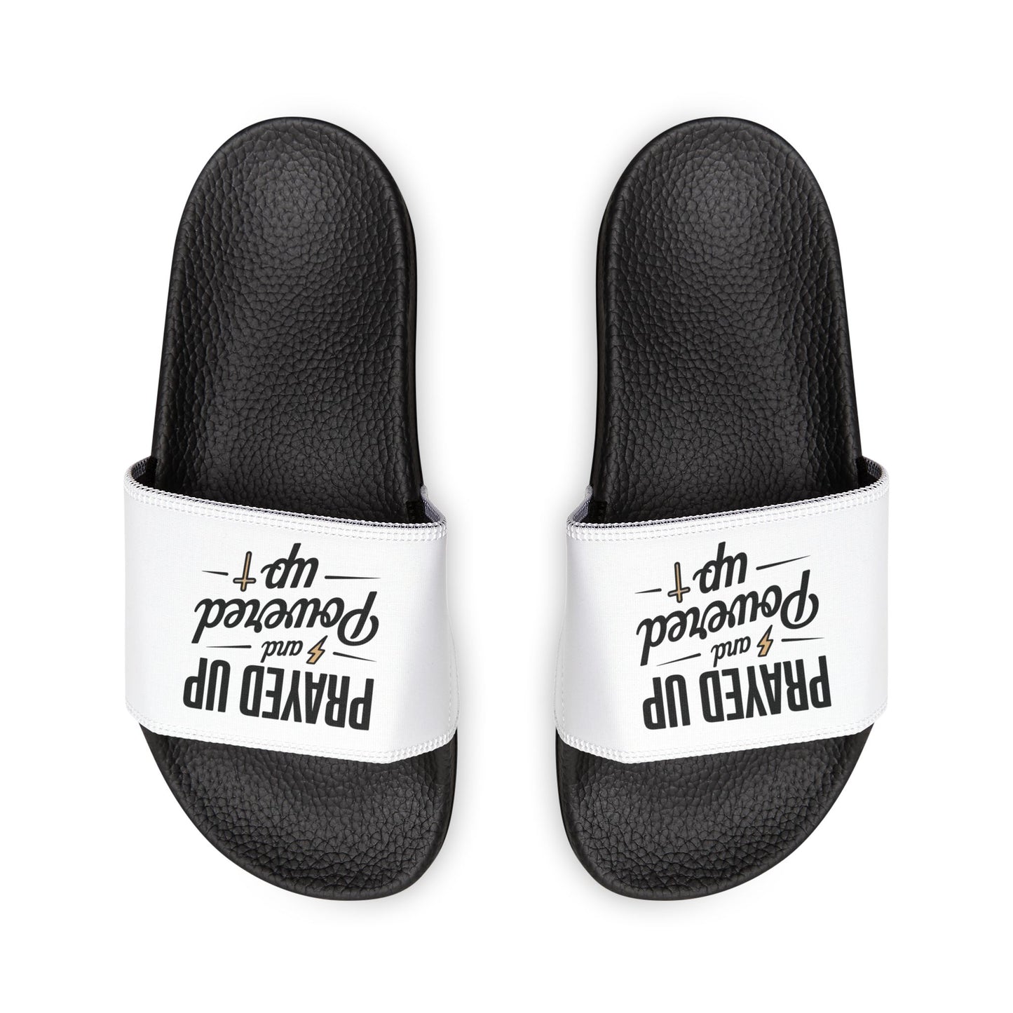 Youth Sandals - "Prayed Up and Powered Up" - Fun Summer Footwear for Kids, Beach Slides, Prayer-Themed Slippers, Gift for Young [...]