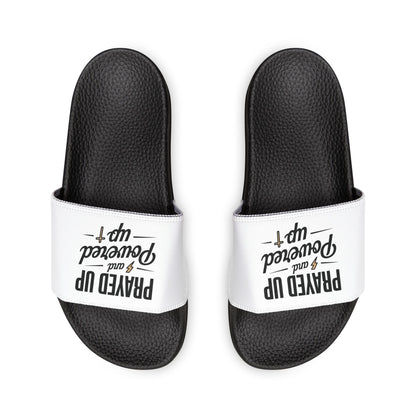 Youth Sandals - "Prayed Up and Powered Up" - Fun Summer Footwear for Kids, Beach Slides, Prayer-Themed Slippers, Gift for Young [...]