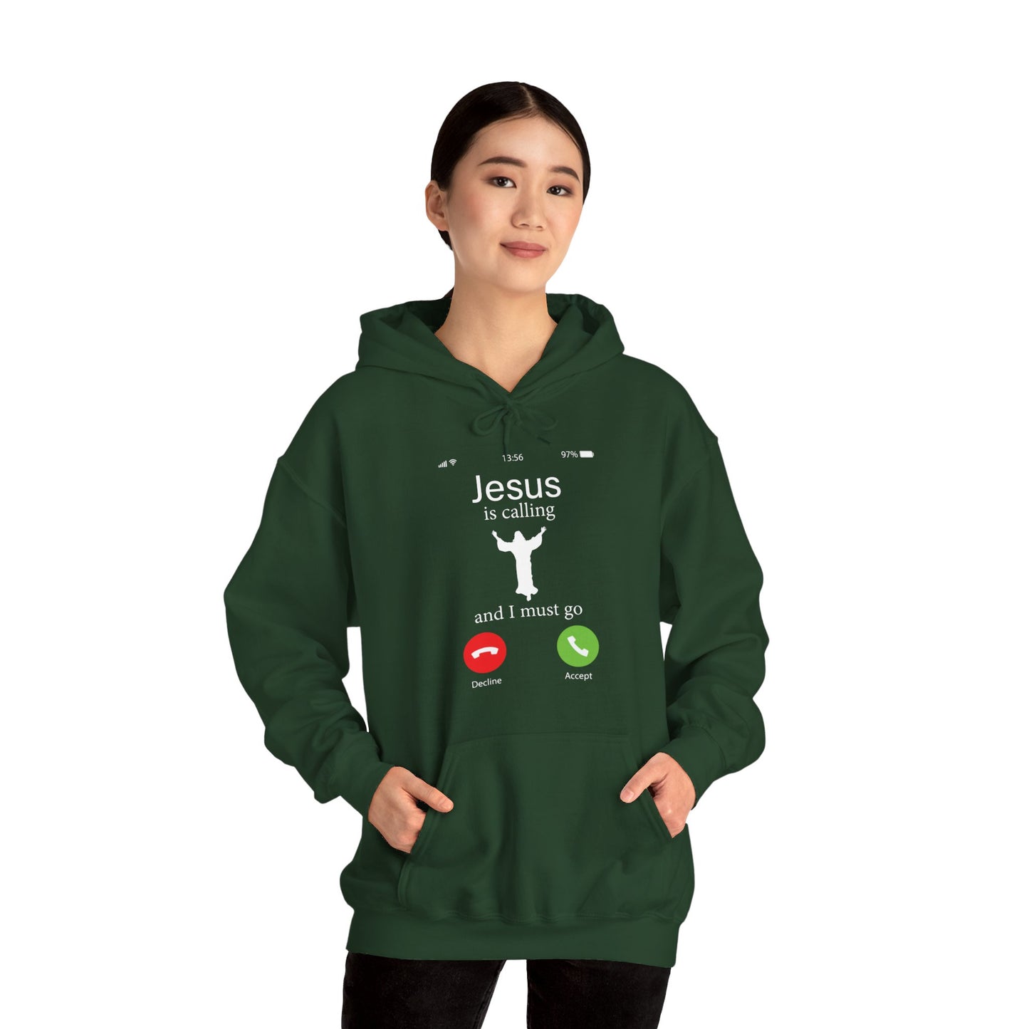 Jesus Is Calling And I Must Go Bible Emergency Numbers Funny  Unisex Christian Hooded Pullover Sweatshirt