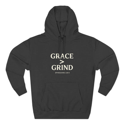 Grace > Grind Unisex Christian Hooded Sweatshirt - Inspirational Fleece Pullover Hoodie for Motivation, Perfect for Gifts, Casual Wear, Fitness, Spirituality - ClaimedbyGodDesigns