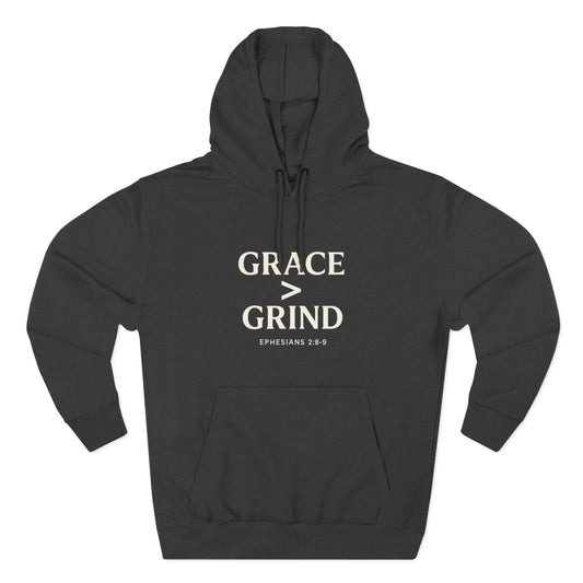 Grace > Grind Unisex Christian Hooded Sweatshirt - Inspirational Fleece Pullover Hoodie for Motivation, Perfect for Gifts, Casual Wear, Fitness, Spirituality - ClaimedbyGodDesigns