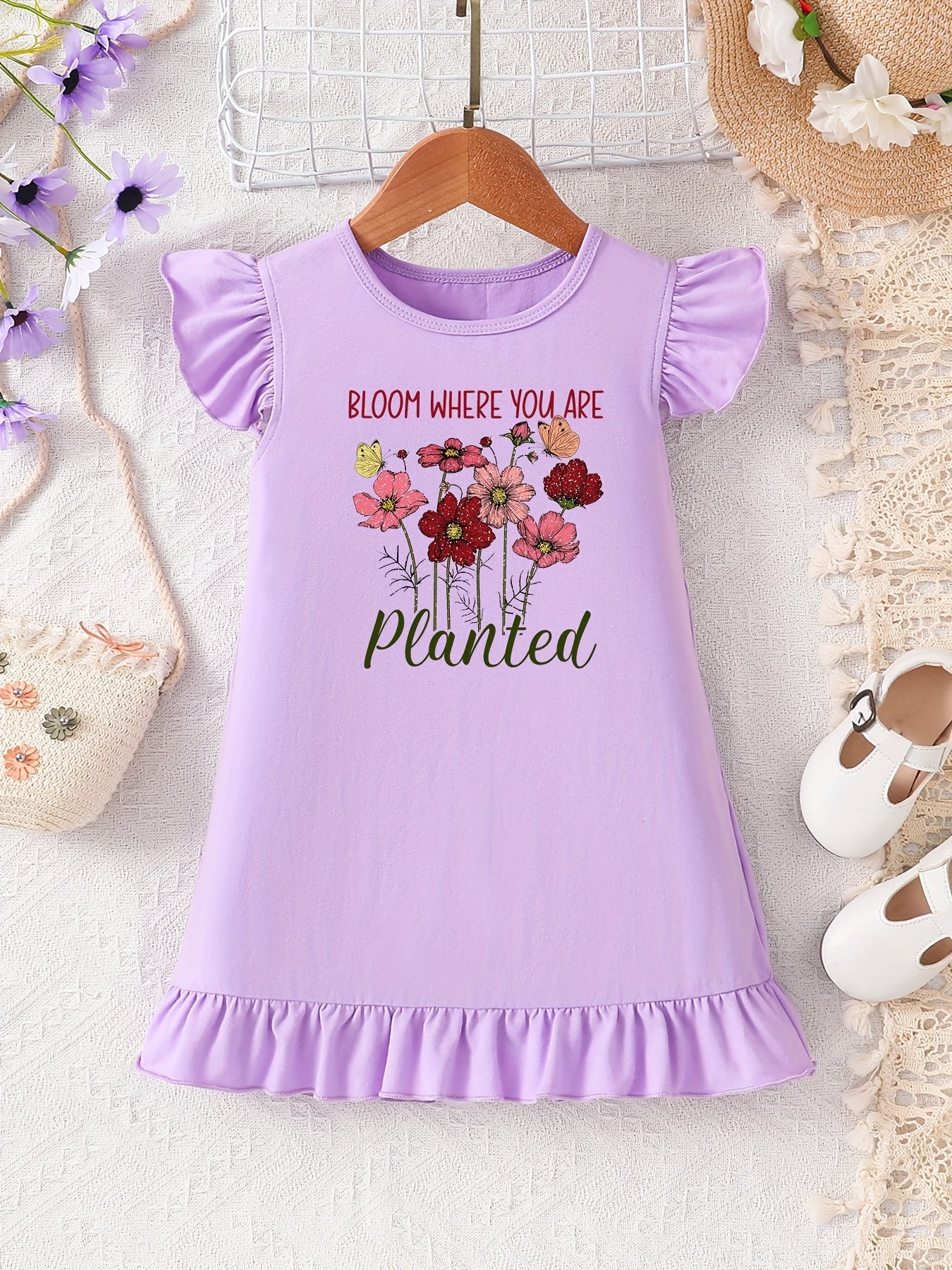 BLOOM WHERE YOU ARE PLANTED Toddler Christian Casual Dress claimedbygoddesigns