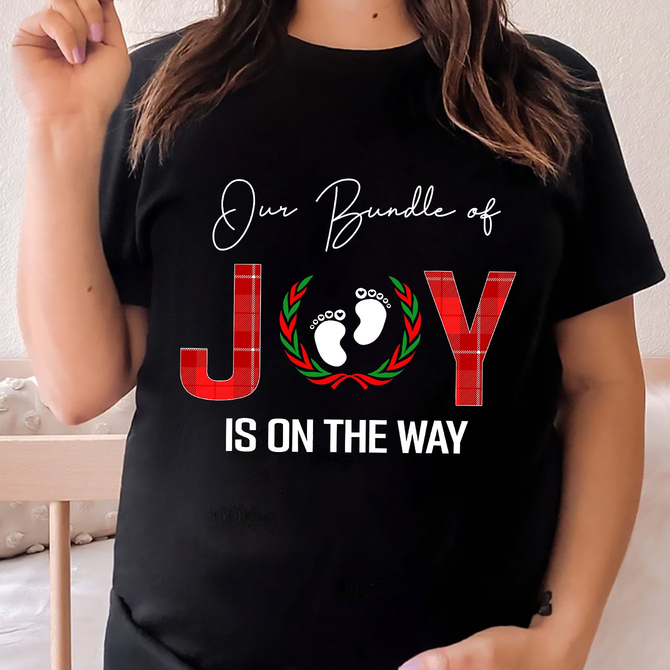 Our Bundle Of Joy Is On The Way Women's Christian Maternity T-shirt claimedbygoddesigns