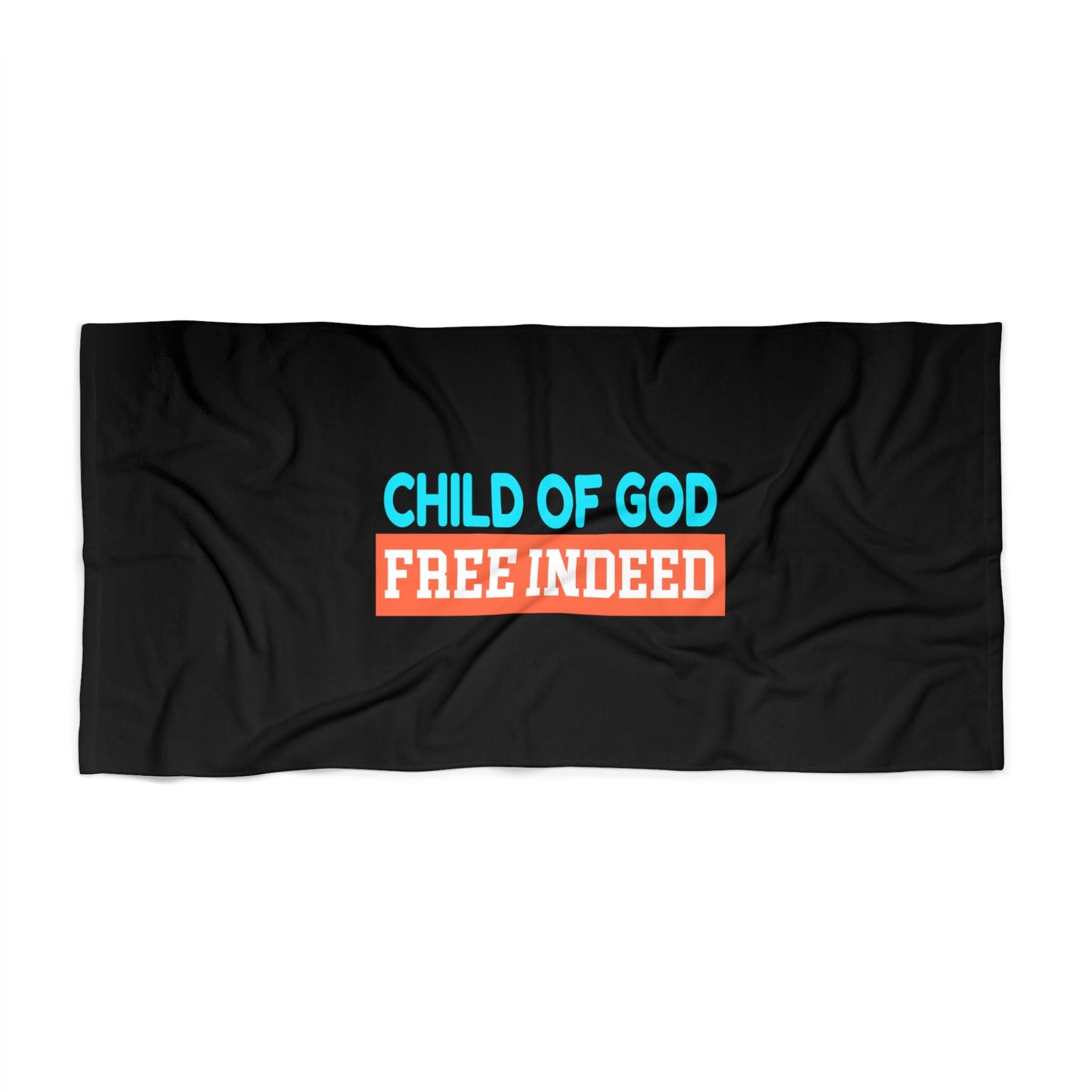Child Of God Free Indeed Christian Beach Towel Printify
