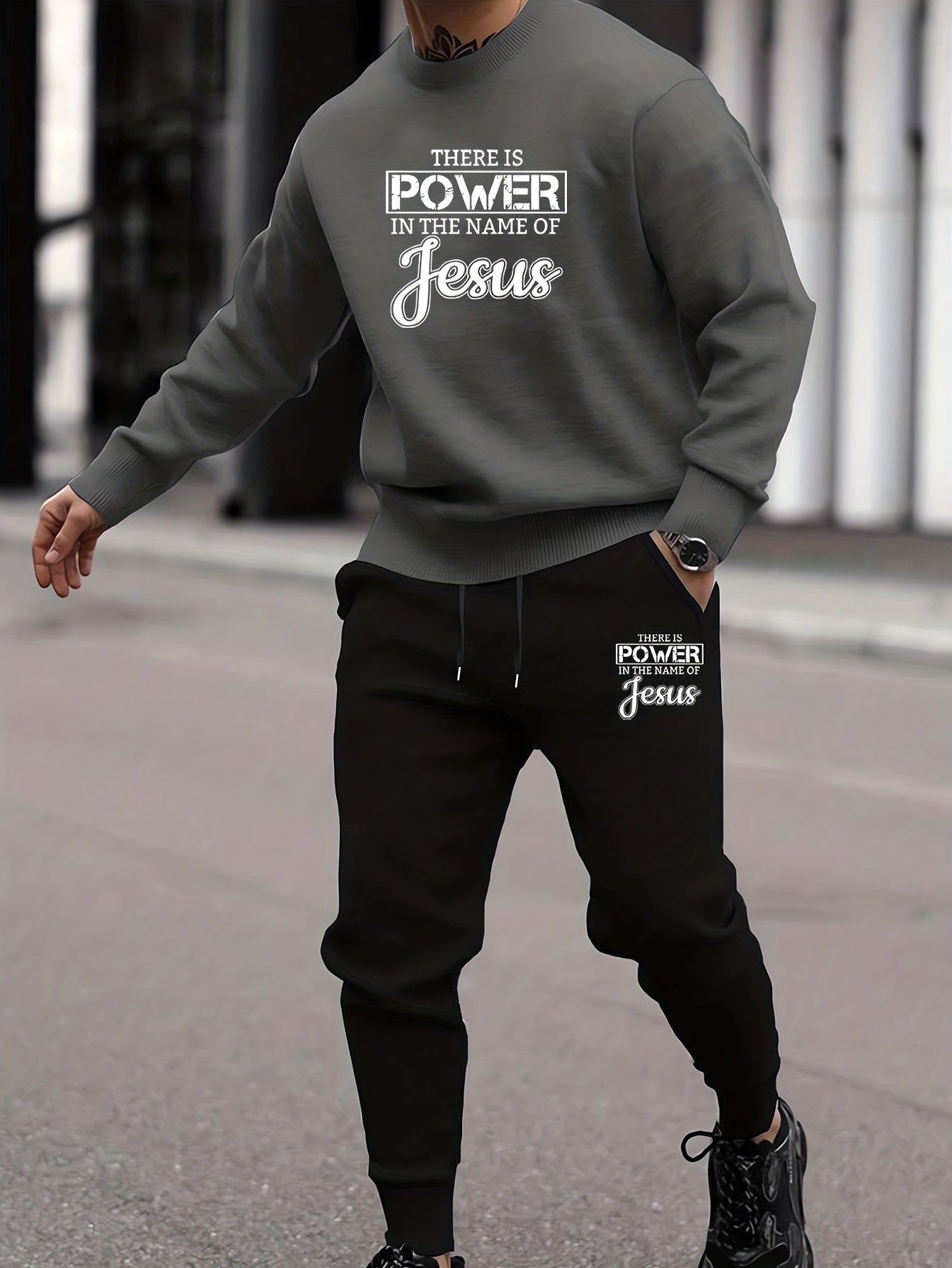 There Is Power In The Name Of Jesus Men's Christian Casual Outfit claimedbygoddesigns