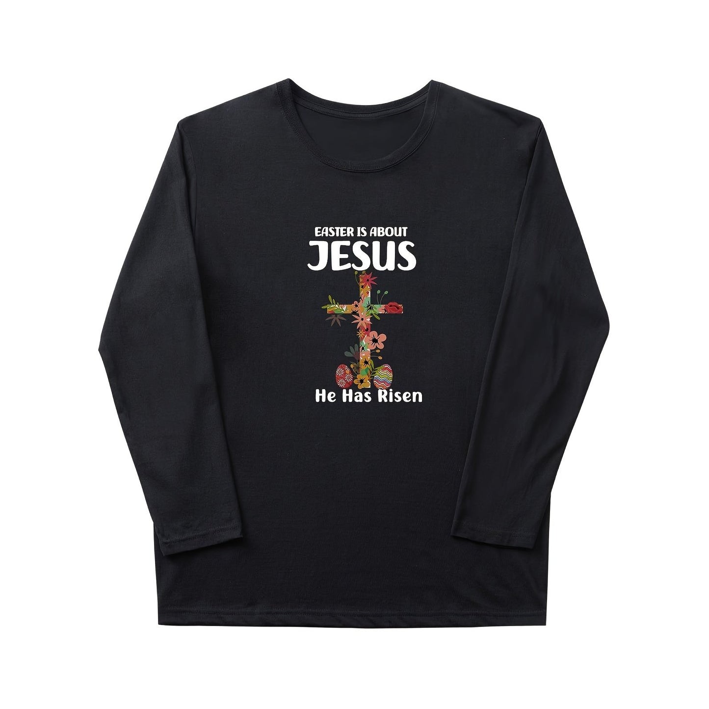 Easter Is About Jesus: He Has Risen Unisex Christian Pullover Sweatshirt claimedbygoddesigns