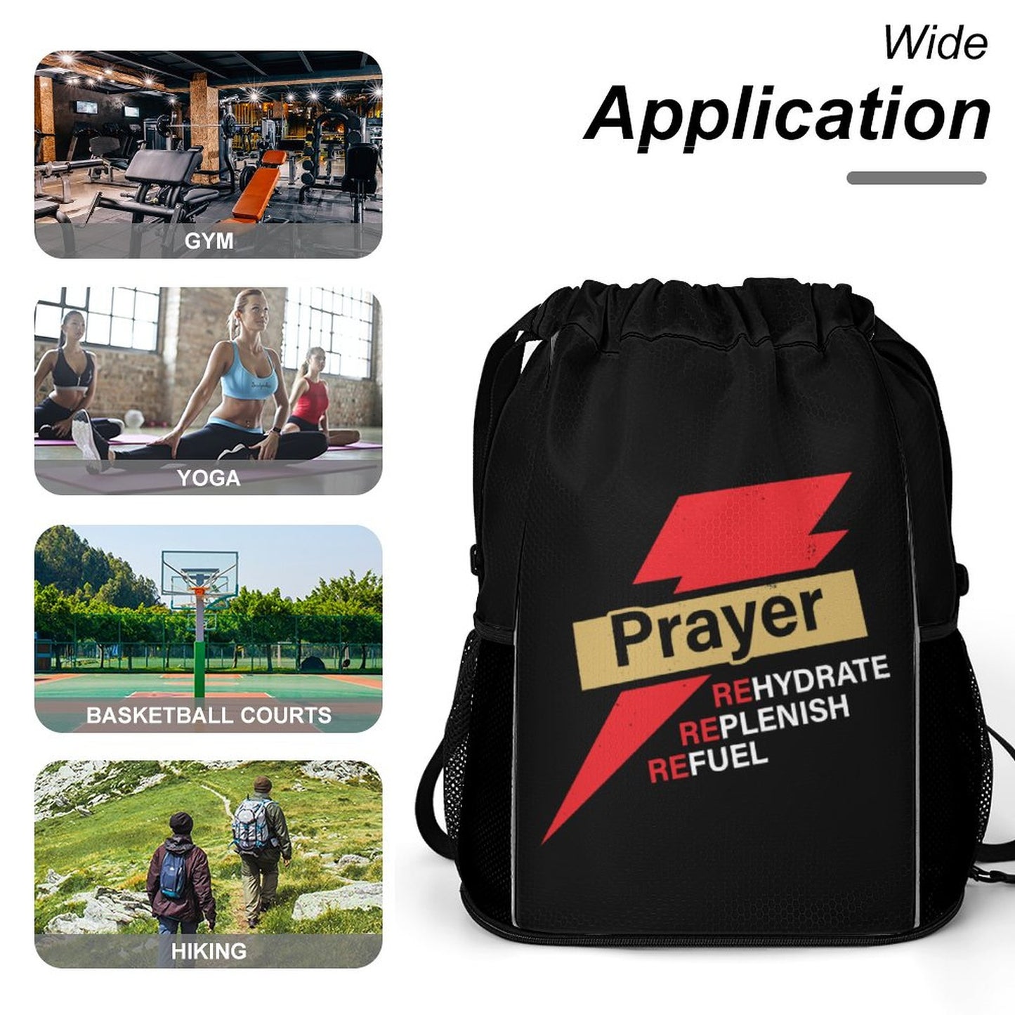 Prayer Rehydrate Replenish Refuel Christian Waffle Cloth Drawstring Bag SALE-Personal Design