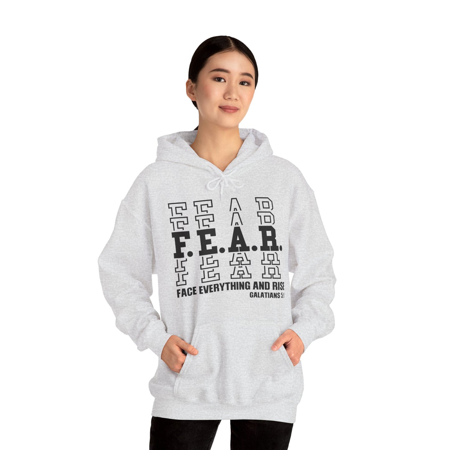 FEAR Face Everything And Rise Unisex Christian Hooded Pullover Sweatshirt