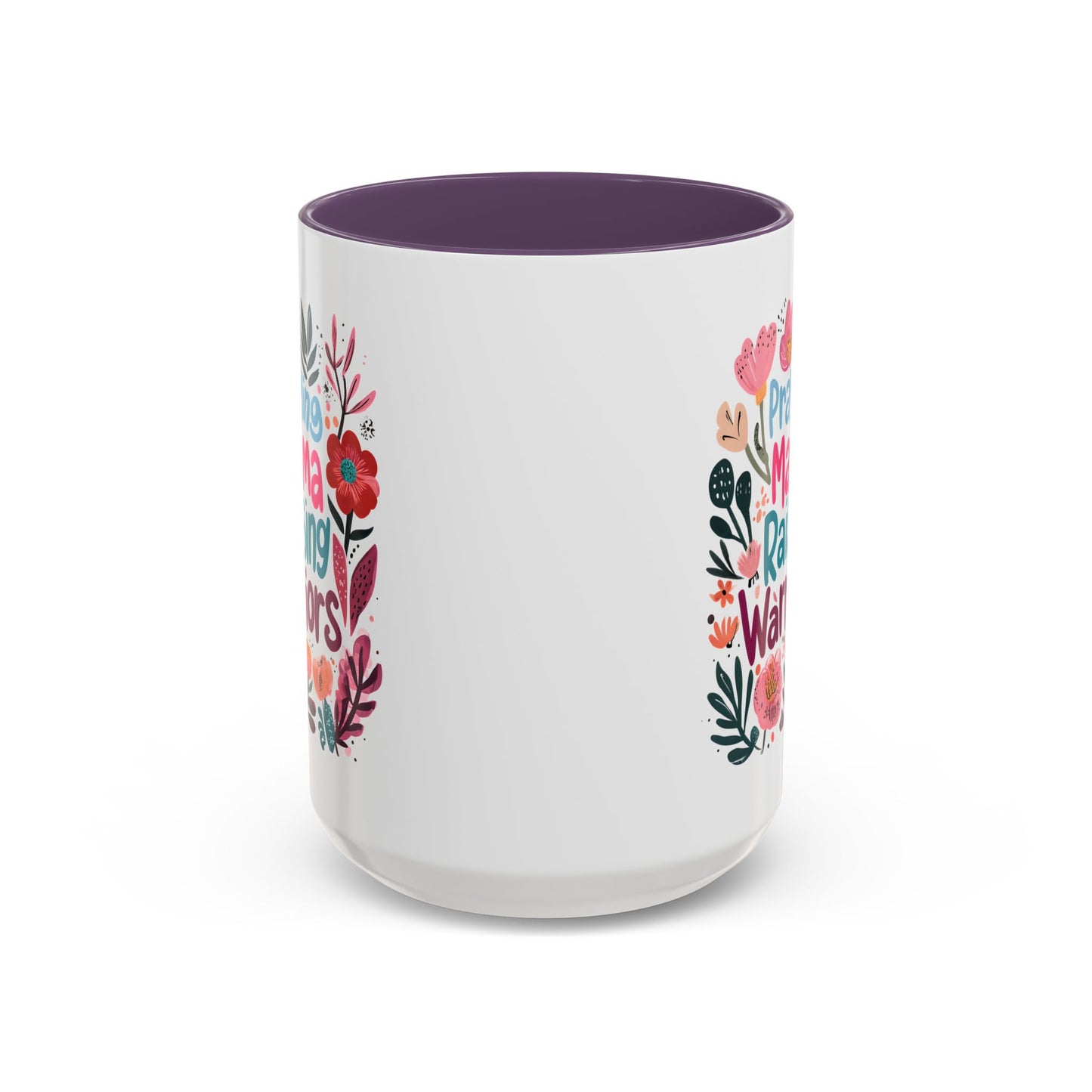 Floral Inspirational Coffee Accent Mug - Praying Mama Raising Warriors, Gift for Moms, Mother's Day Mug, Motivational Cup, Unique Kitchenware