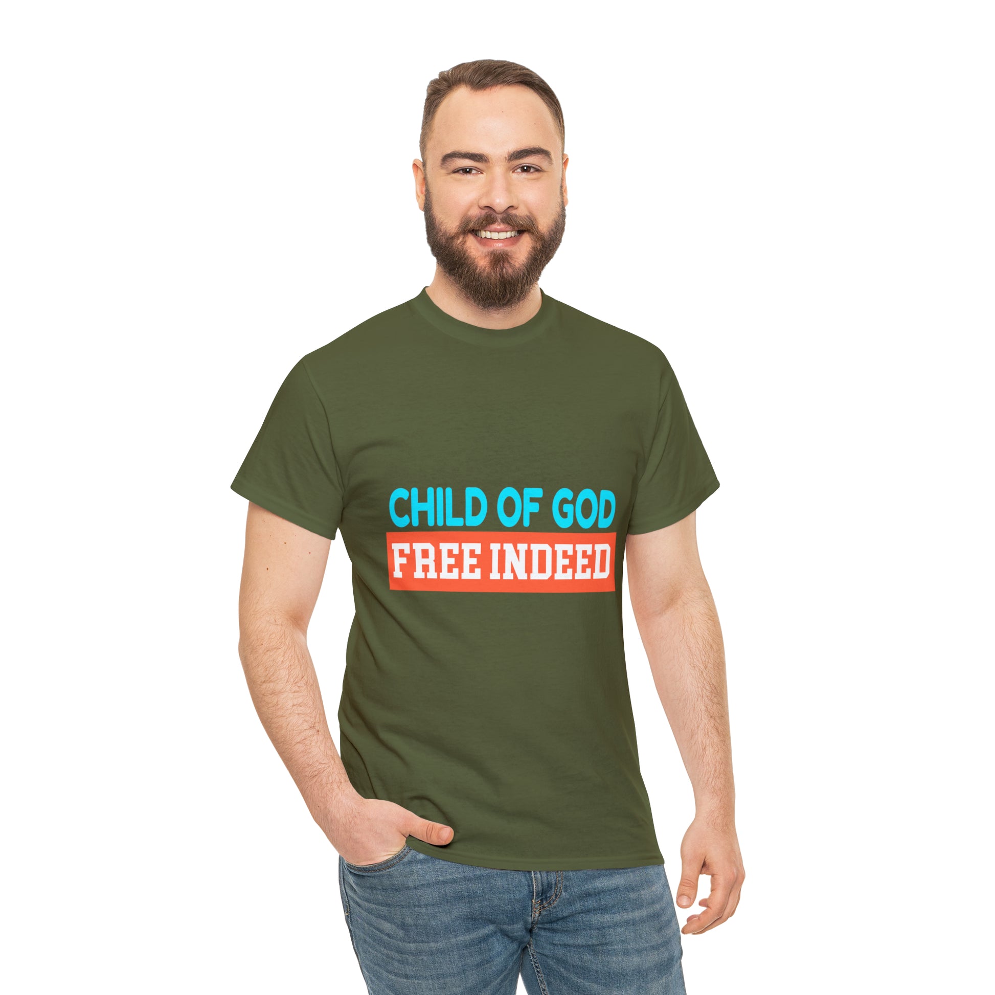 Child Of God Free Indeed Unisex Heavy Cotton Tee Printify