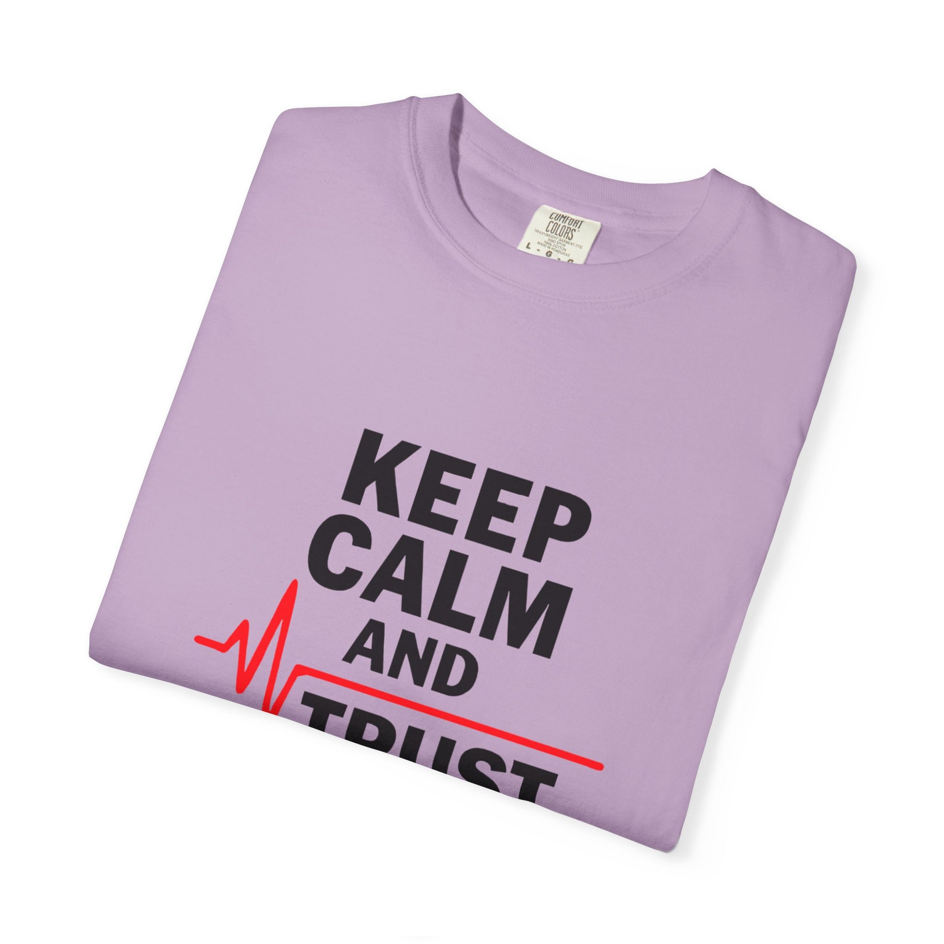 Funny Inspirational Graphic Tee, Keep Calm Trust Jesus T-shirt, Christian Faith Shirt, Casual Everyday Wear, Unique Gift for Believers - ClaimedbyGodDesigns