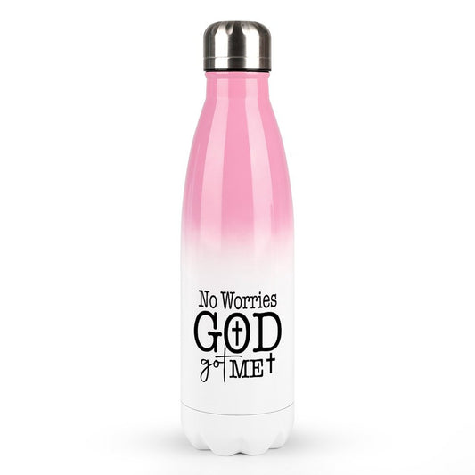 No Worries He Got Me Christian Gradient Insulated Water Bottle - Faith-Inspired Hydration