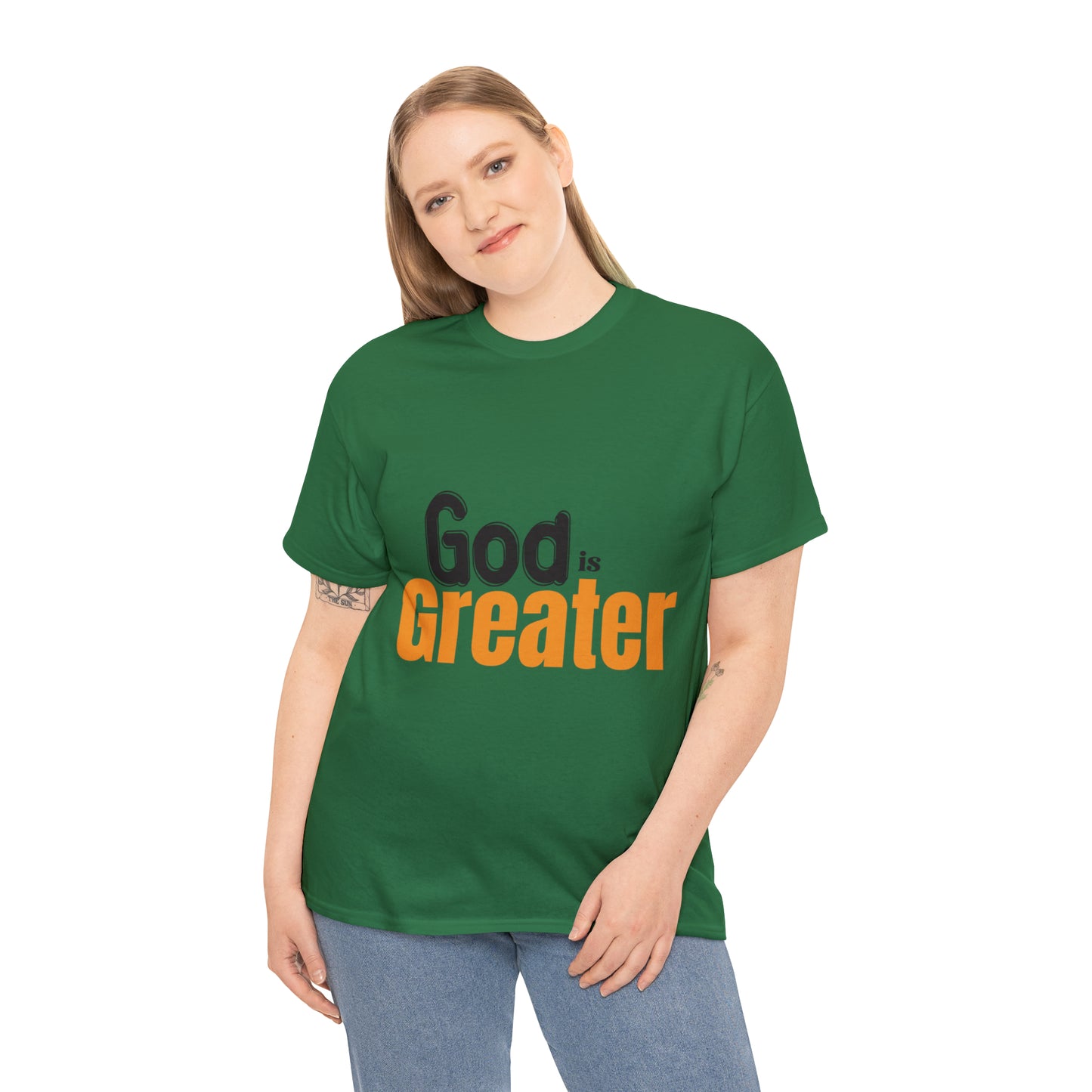 God Is Greater Unisex Heavy Cotton Tee Printify