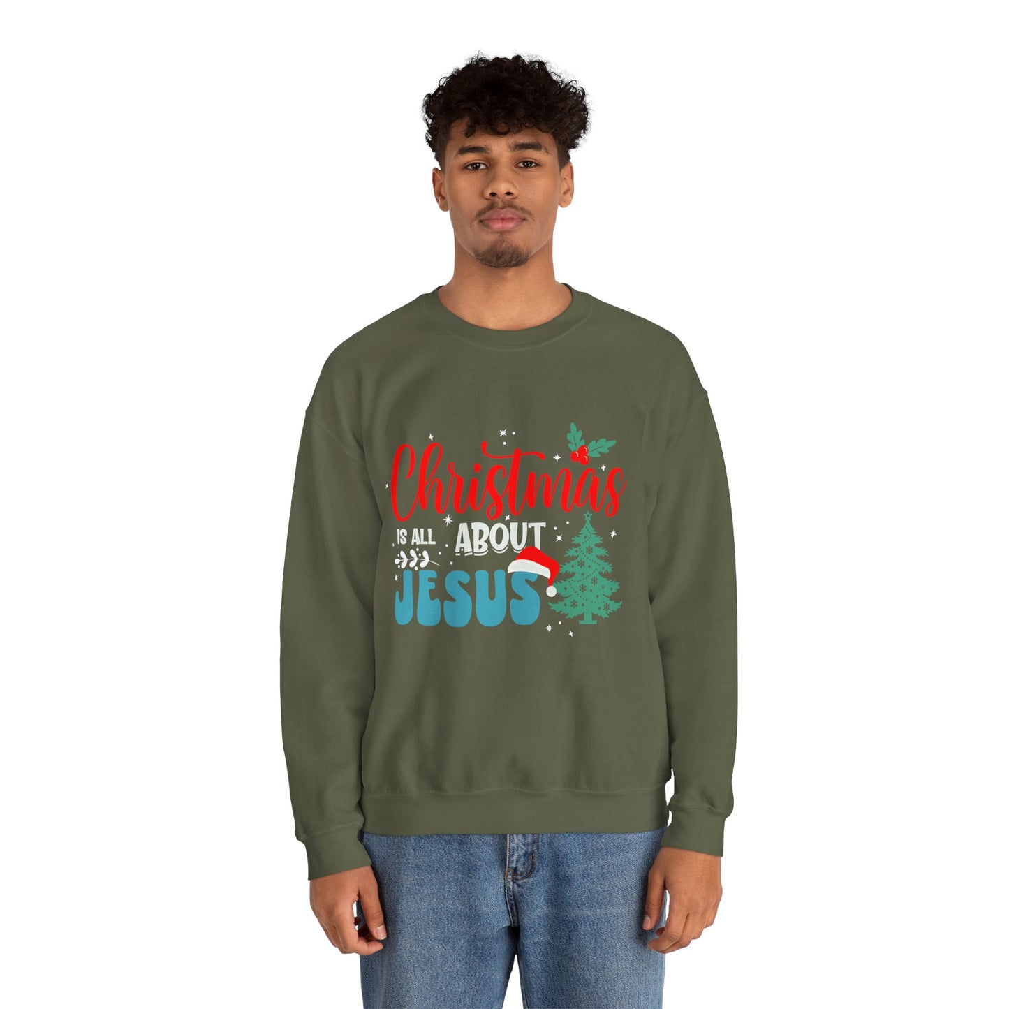 Christmas Is All About Jesus (Christmas Themed) Unisex Heavy Blend™ Crewneck Christian Sweatshirt