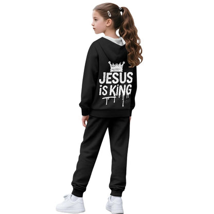 He Is King Youth Christian Zippered Sportswear Outfit - ClaimedbyGodDesigns