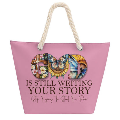 God Is Still Writing Your Story Christian Large Jute Tote Bag
