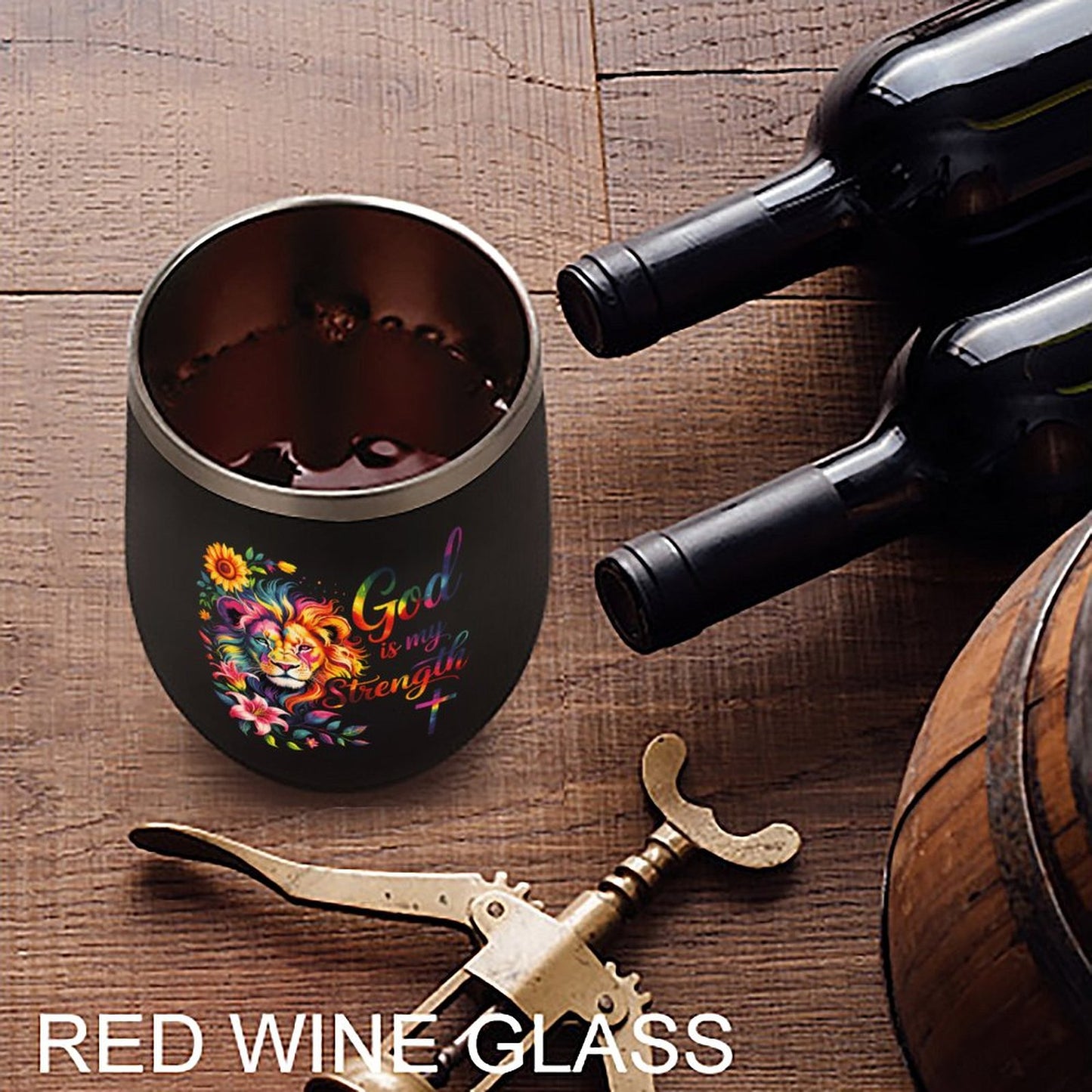 He Is My Strength Christian Wine Tumbler with Lid - ClaimedbyGodDesigns