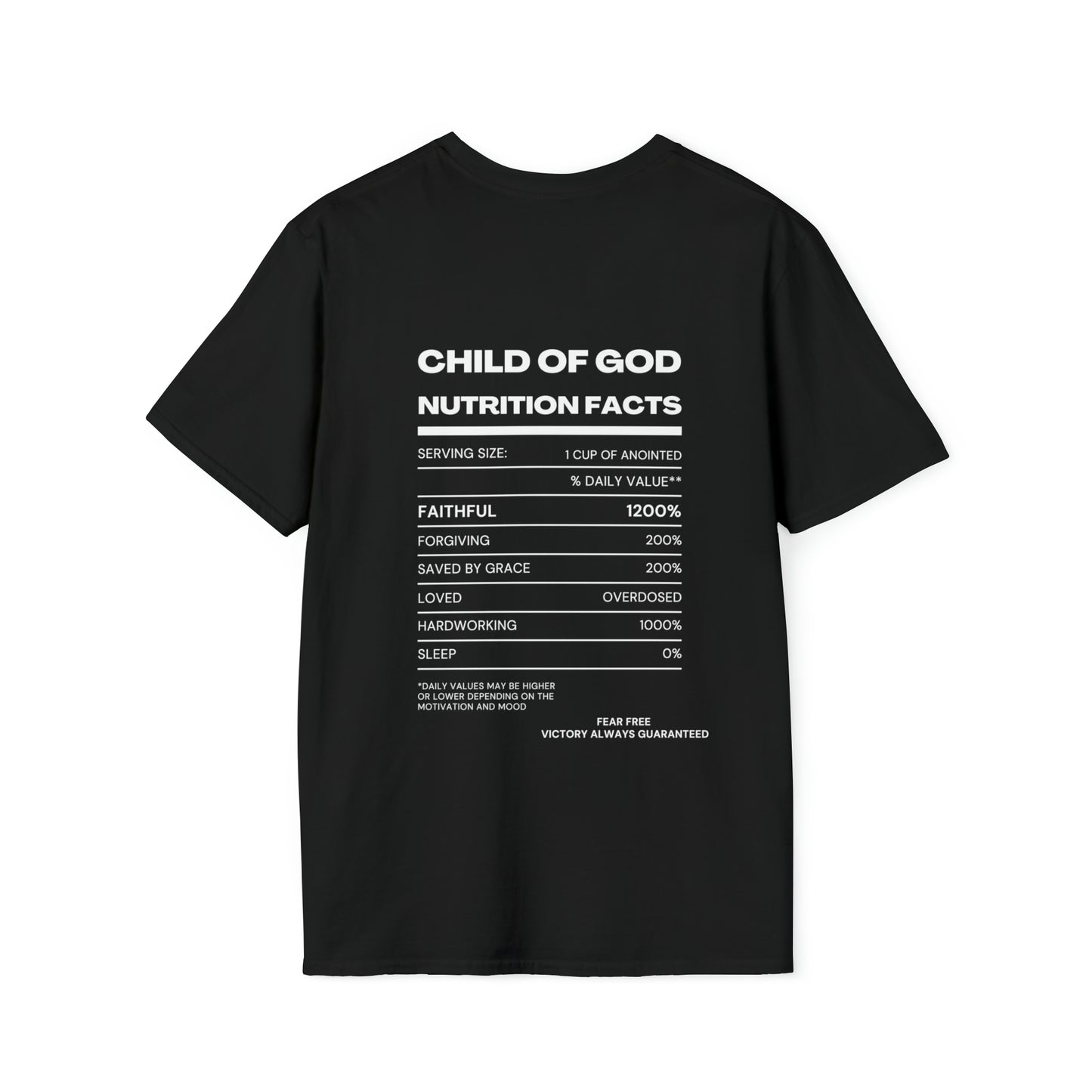 Child Of God Nutrition Facts Unisex T-shirt Printify