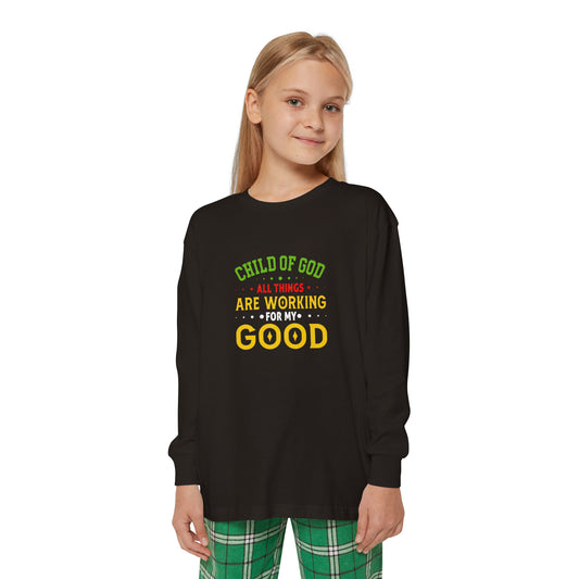 Child Of God All Things Are Working For My Good Youth Christian Long Sleeve Pajama Set Printify