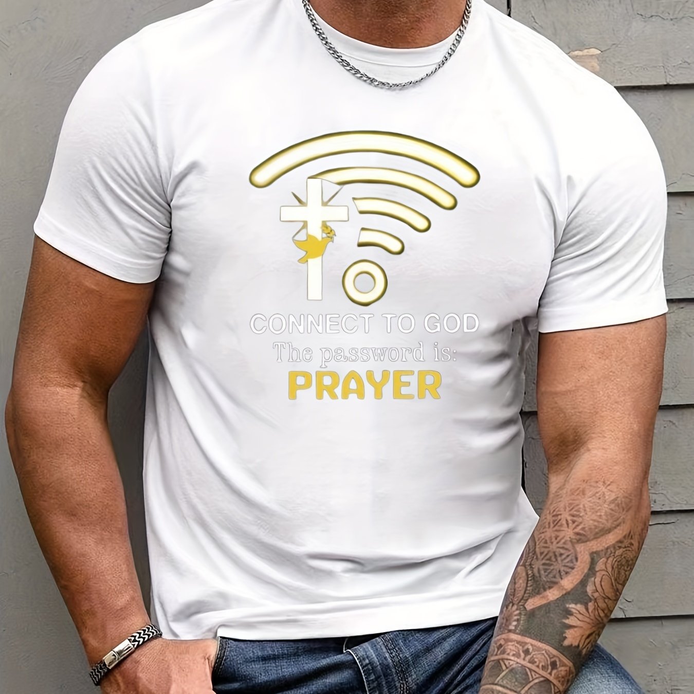 Connect To God The Password Is Prayer Men's Christian T-shirt claimedbygoddesigns