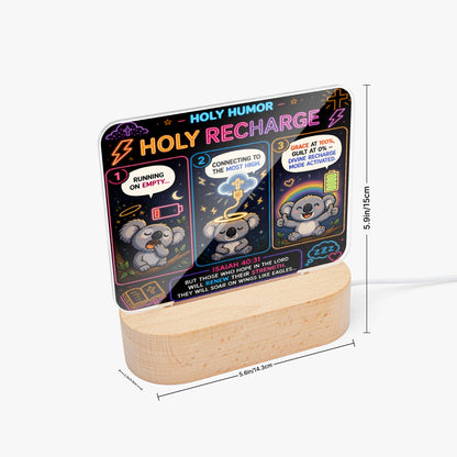 Holy Recharge Christian Square Acrylic Nigh Light - Luminous Base - ClaimedbyGodDesigns