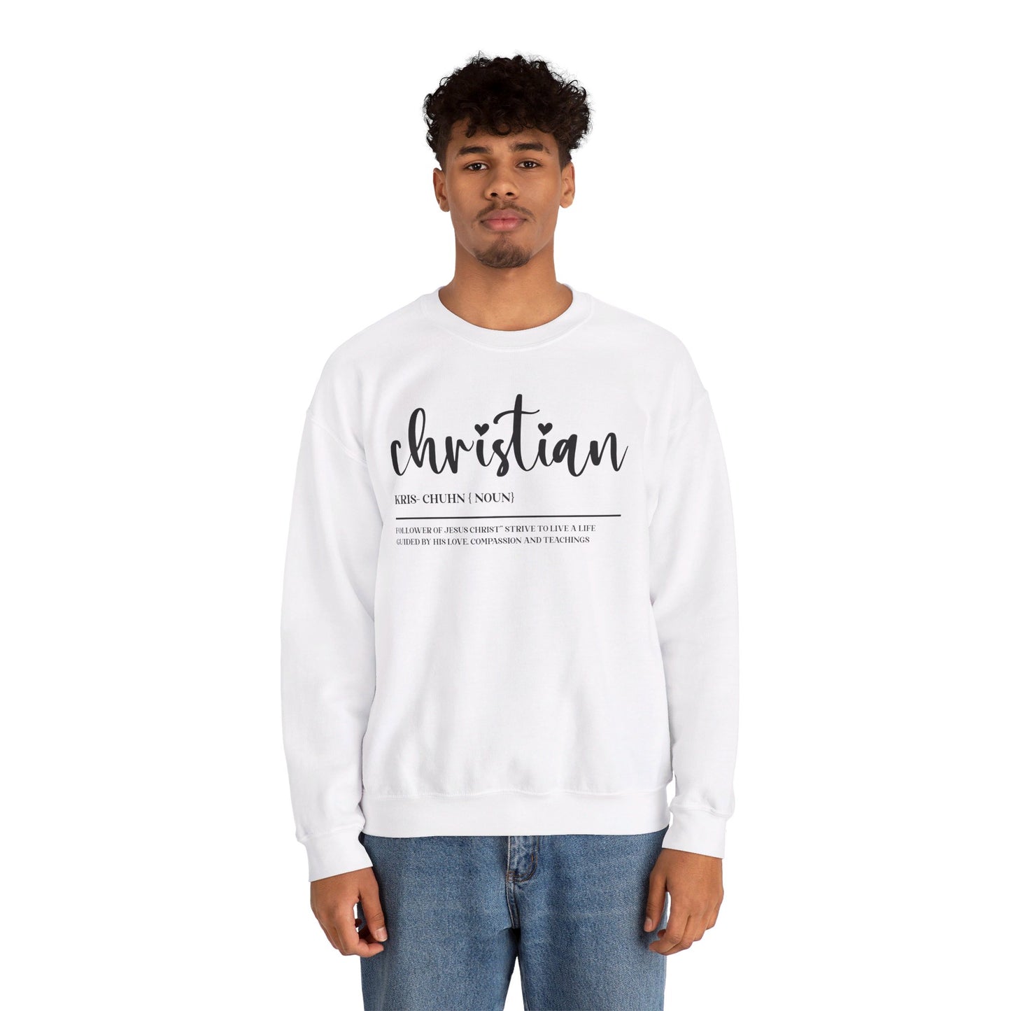 I Am A Christian Follower Of Christ  Unisex Heavy Blend™ Crewneck Christian Sweatshirt