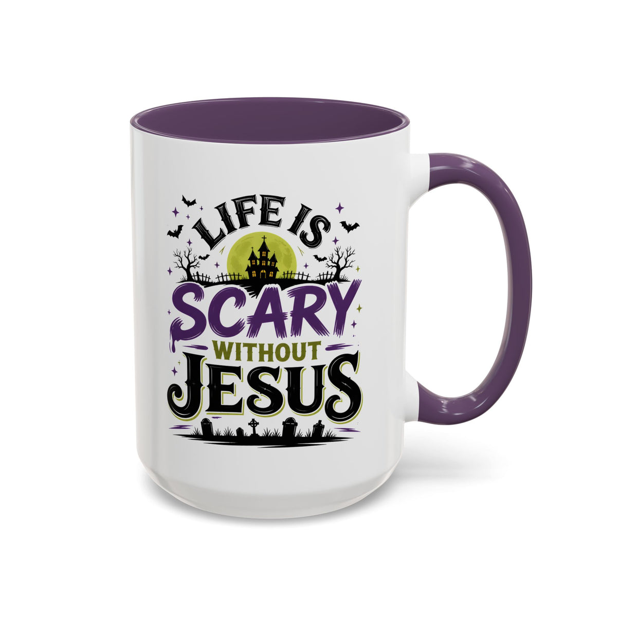 Coffee Mug — “Life Is Scary Without Jesus” Halloween Christian Accent Mug (11/15oz)