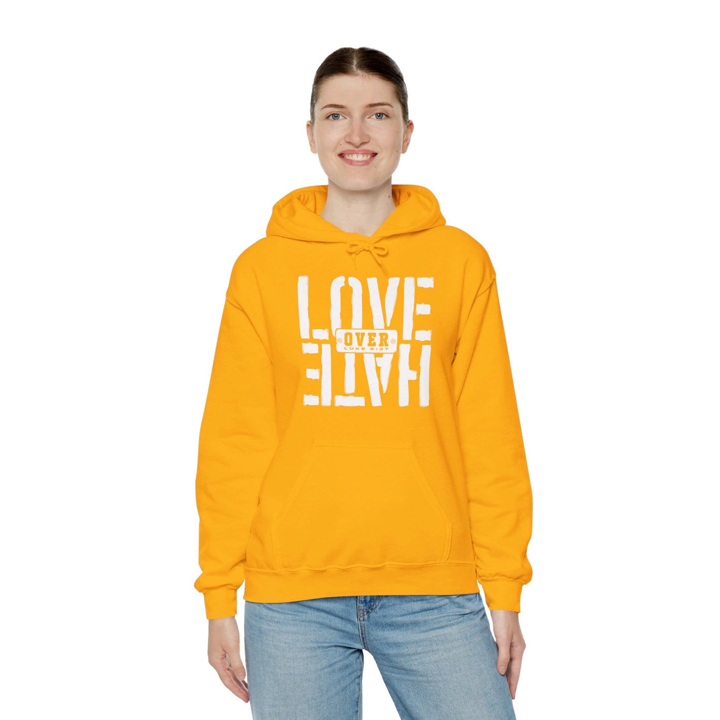 Love Over Hate Unisex Christian Pullover Hooded Sweatshirt