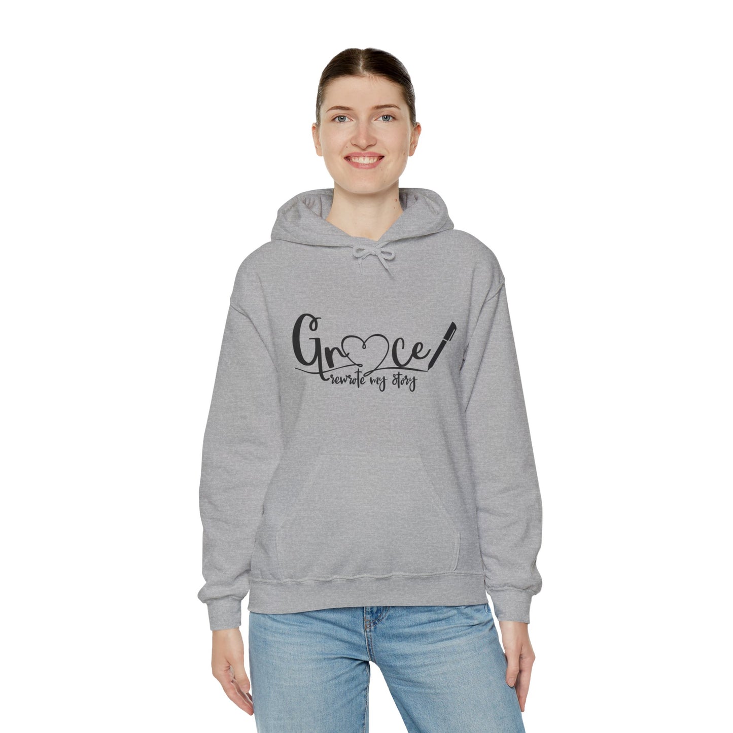 Grace Rewrote My Story Unisex Christian Pullover Hooded Sweatshirt