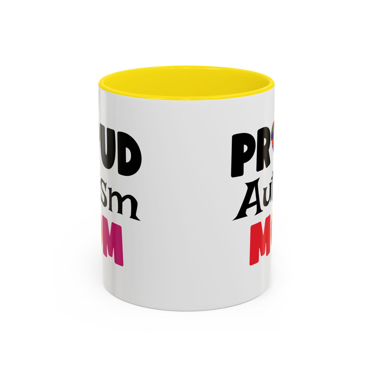 Proud Autism Mom Coffee Mug - Colorful Heart Design (11, 15oz)