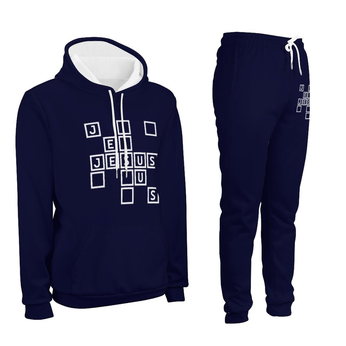 Jesus Men's Christian Casual Outfit Cotton Hoodie & Joggers Set