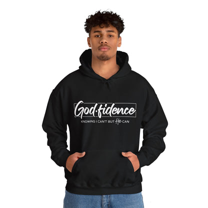 Christian Hooded Sweatshirt -Confidence In Him Knowing I Can't But He Can